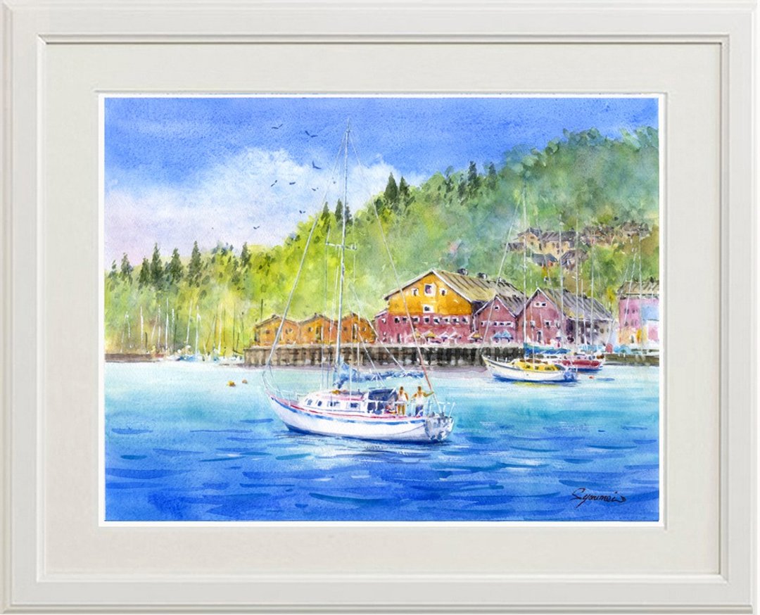 定制原创水彩画 Spring Port - 海报/装饰画/版画 - 纸 蓝色