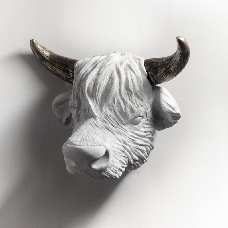 再生大理石。壁挂。牛 - 摆饰 - 石头 白色