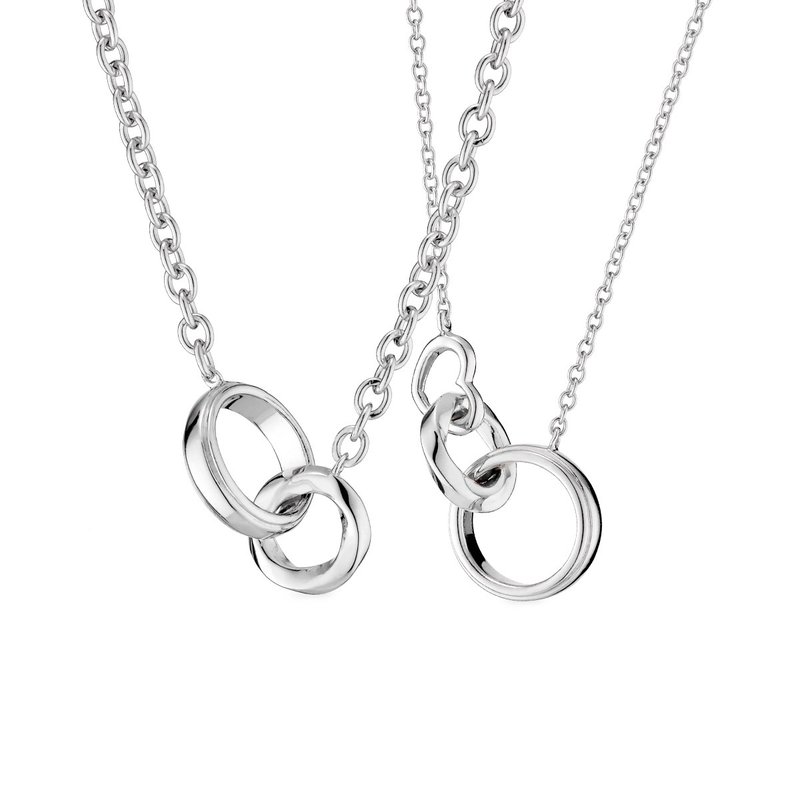 ::免费刻字:: 彩色美满爱情 925纯银 情侣项链 一对贩售 - 项链 - 纯银 银色