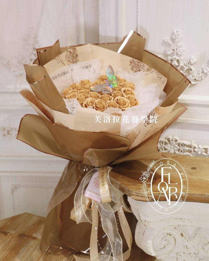 爱心香皂花束 - 干燥花/捧花 - 其他材质 卡其色