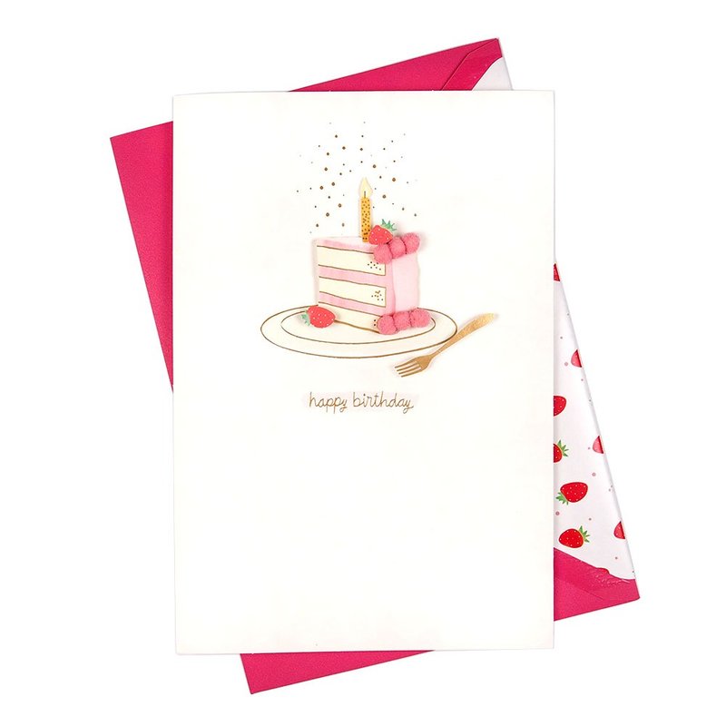 草莓蛋糕礼金卡【Hallmark-Signature经典手工卡系列 生日祝福】 - 卡片/明信片 - 纸 粉红色