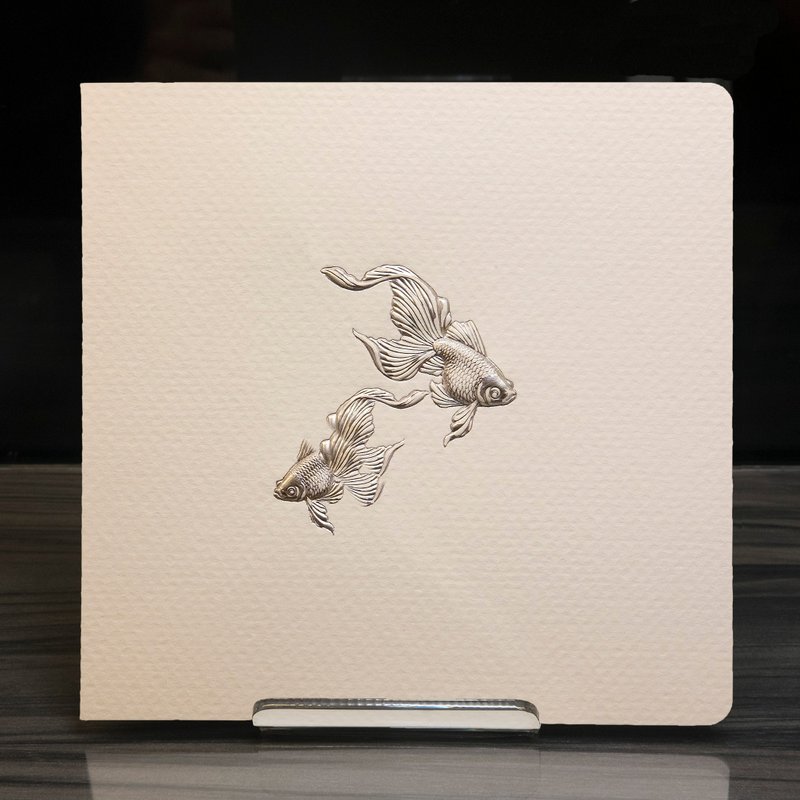 双鱼浮雕烫银万用卡 - 卡片/明信片 - 纸 白色