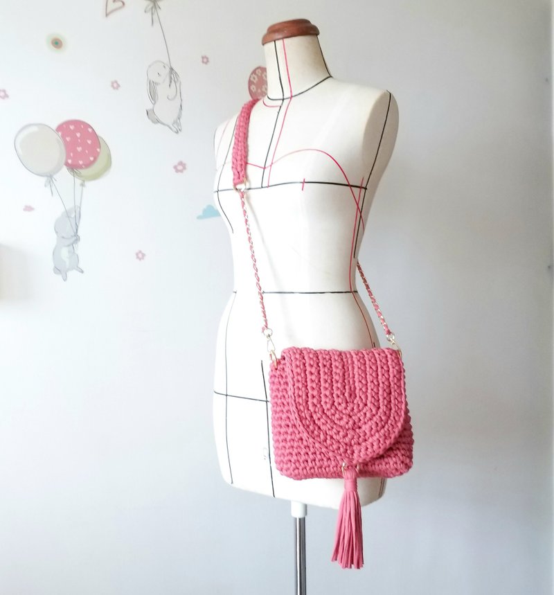 粗线 编织包 流苏包 淑女包 肩背包 斜背包 - 侧背包/斜挎包 - 棉．麻 红色