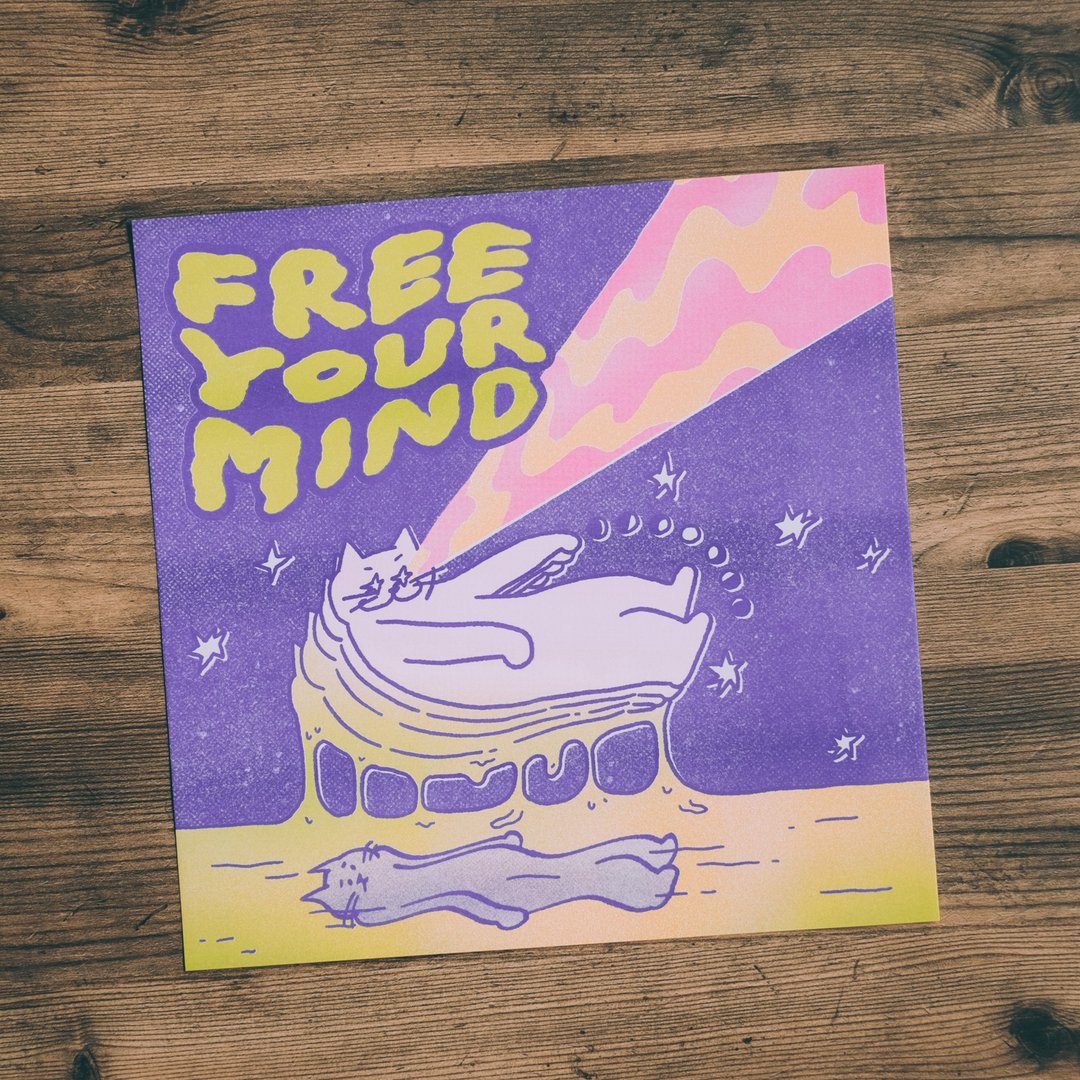 MEOWSIC CLUB 专辑封面海报-Free Your Mind - 卡片/明信片 - 纸 紫色