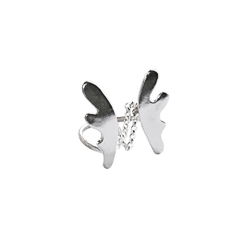 银鹿角链装饰独特戒指 - 戒指 - 纯银 银色