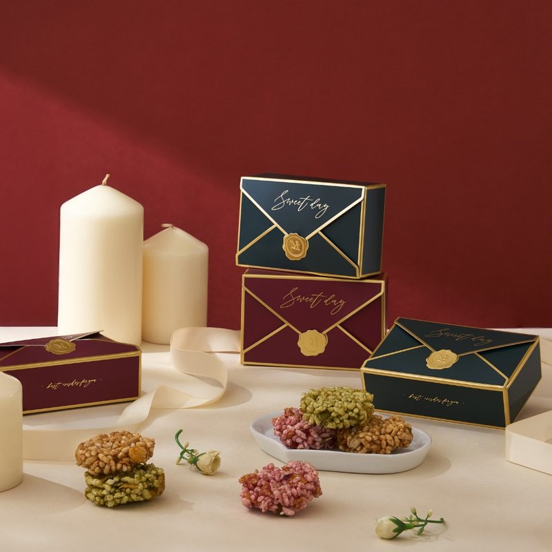 【定制化婚礼小物】 手作酱香米饼小礼盒 - 桌上礼 二进礼 活动礼 - 手工饼干 - 新鲜食材 红色