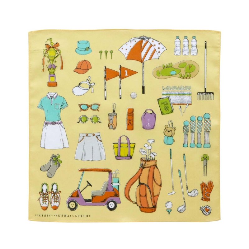 女仕 GOLF 系列 黄色 手帕 41×41cm 100% 纯棉 日本制 - 手帕/方巾 - 棉．麻 黄色