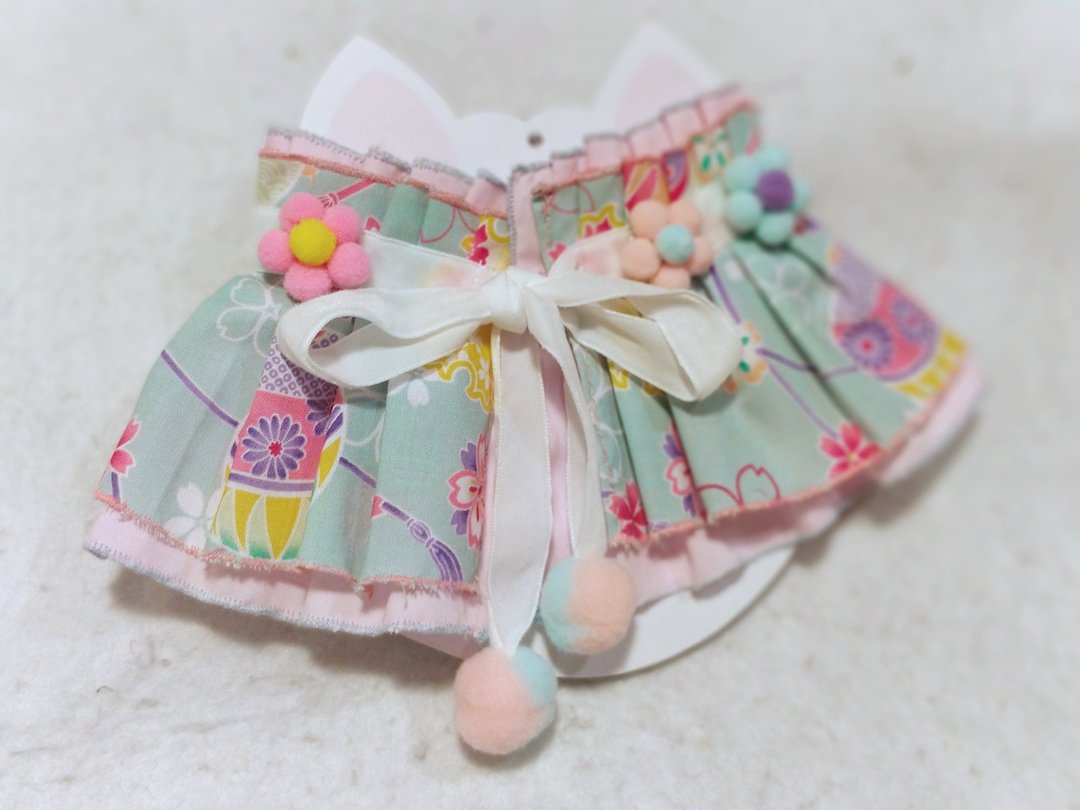 宠物 猫犬 花花 和风 樱花 sakura 颈圈 颈饰 - 项圈/牵绳 - 棉 透明