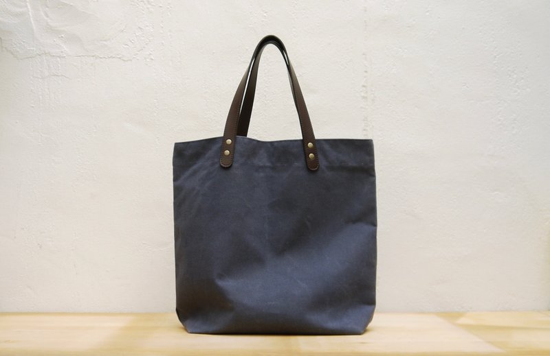 Coody waxed canvas city tote 牛皮提把油蜡布城市托特袋 - 侧背包/斜挎包 - 真皮 