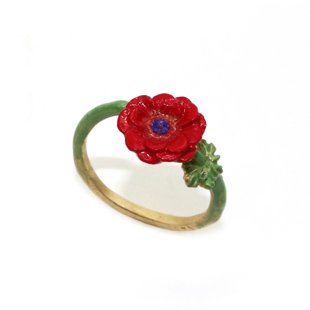 Anemone Ring Red RN143RE - 戒指 - 其他金属 红色