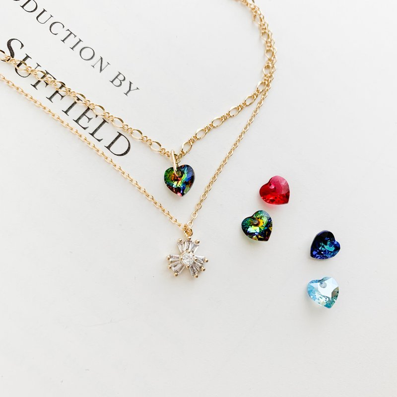 Gold / Emerald City / Heart and Star Double Choker Necklace SV095G - 项链 - 其他金属 金色