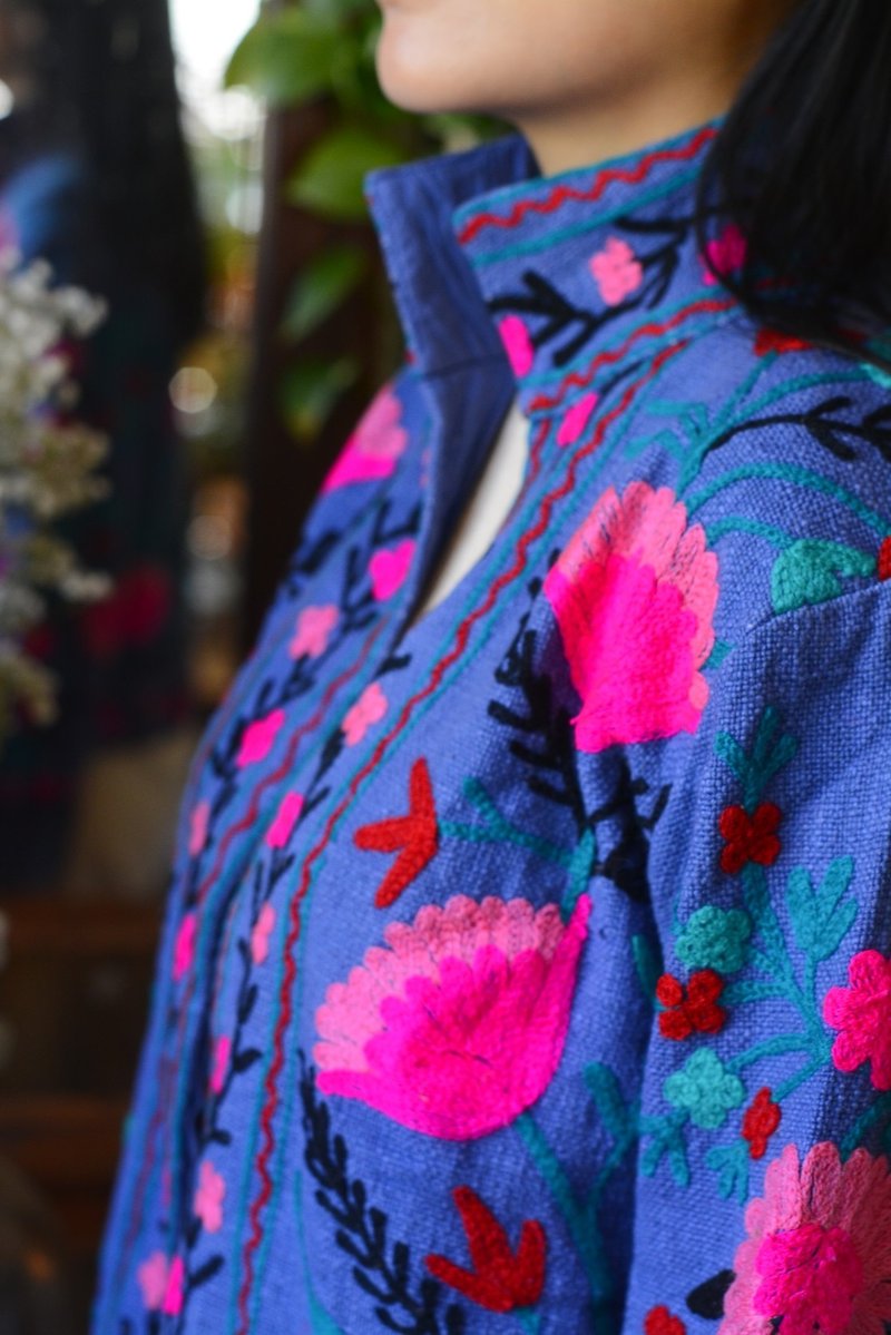 Suzani苏札尼手工刺绣纯棉宽袖外套 - 雨夜花 - 女装休闲/机能外套 - 棉．麻 多色