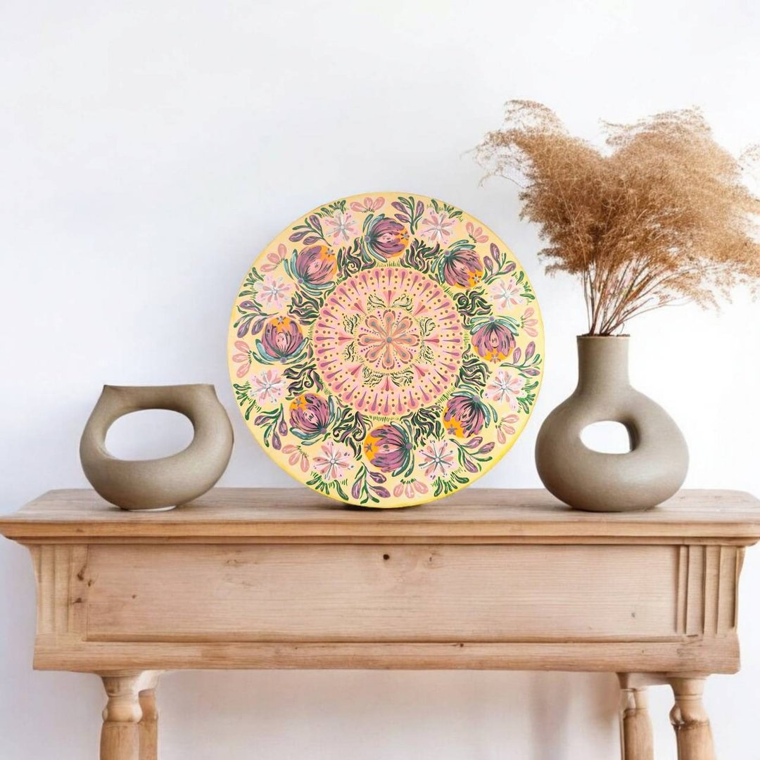 【Mo Mandala #2】曼陀罗画│觉察自我、疗愈内在、居家挂画装饰 - 海报/装饰画/版画 - 木头 黄色