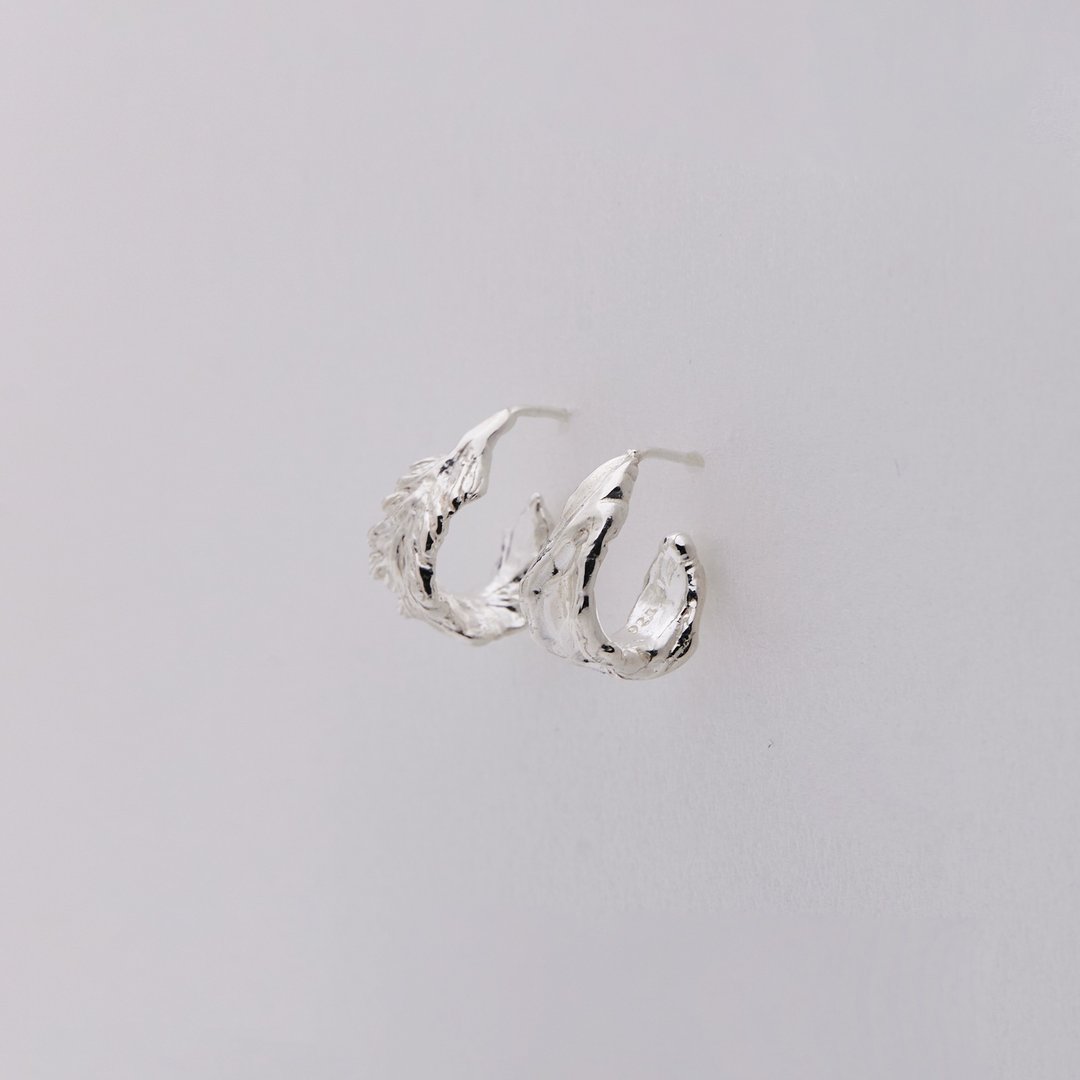 Le vent01_feather & sea earrings - 耳环/耳夹 - 纯银 
