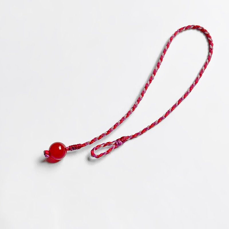 红玛瑙四股编超细蜡线编织手环(红+紫红+藕紫) - 手链/手环 - 宝石 红色