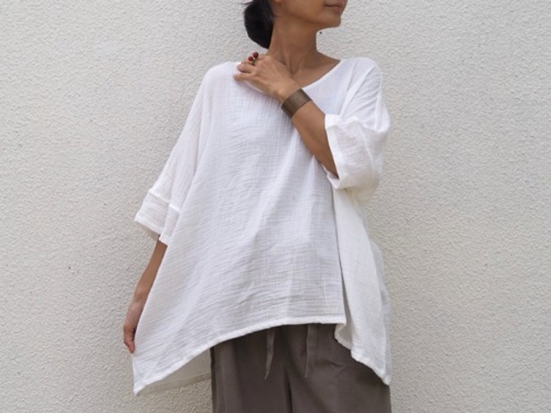 Spring/summer double gauze top - 女装上衣 - 其他材质 白色