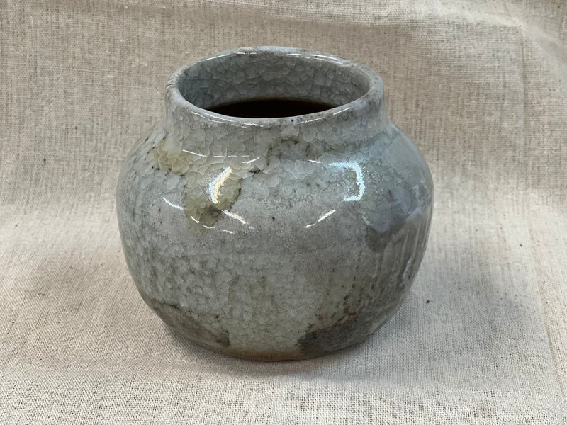 宽口冰裂柴烧花瓶 - 花瓶/陶器 - 陶 灰色