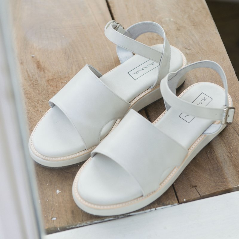 休闲系踝凉鞋-浅灰色 - 男女凉鞋 - 真皮 灰色