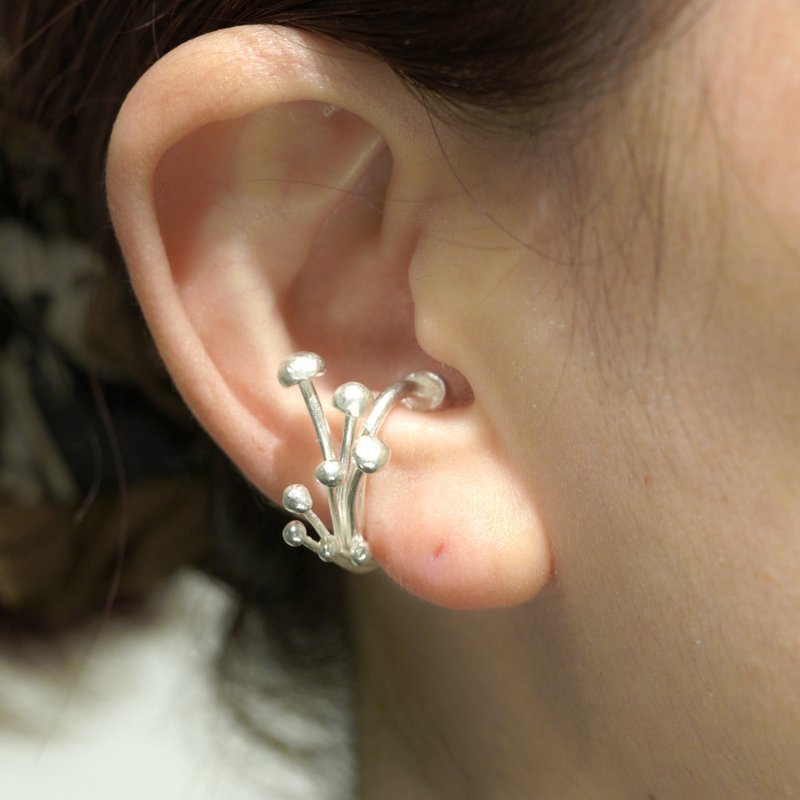 金针菇 耳骨夹 - 耳环/耳夹 - 纯银 