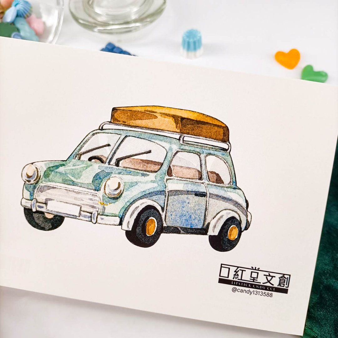KR474_口紅堂明信片_交通工具6_candy1313588 postcard - 卡片/明信片 - 纸 多色