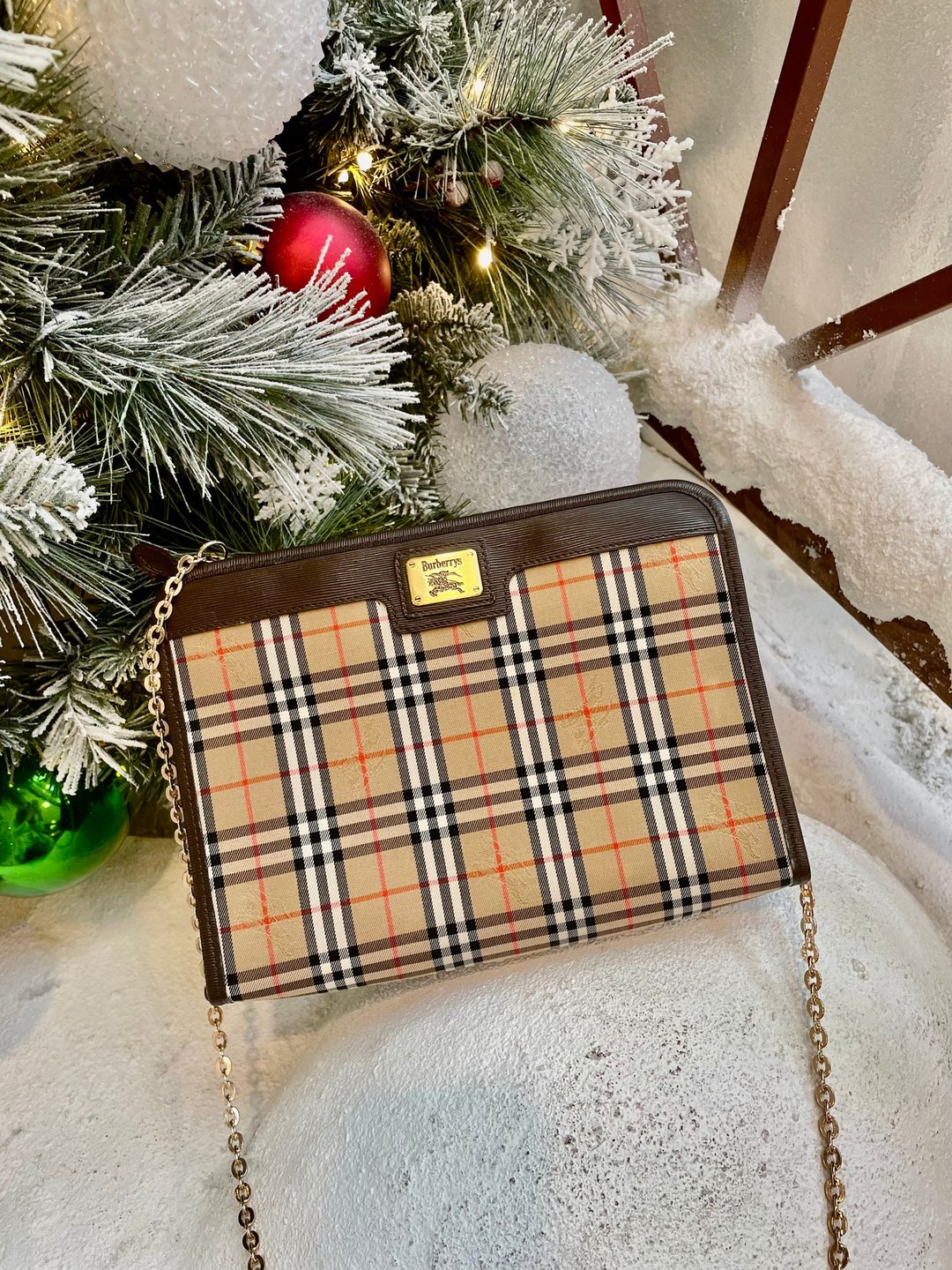 Burberry中古格纹手拿包 Burberry Vintage Ploid Clutch - 侧背包/斜挎包 - 真皮 咖啡色