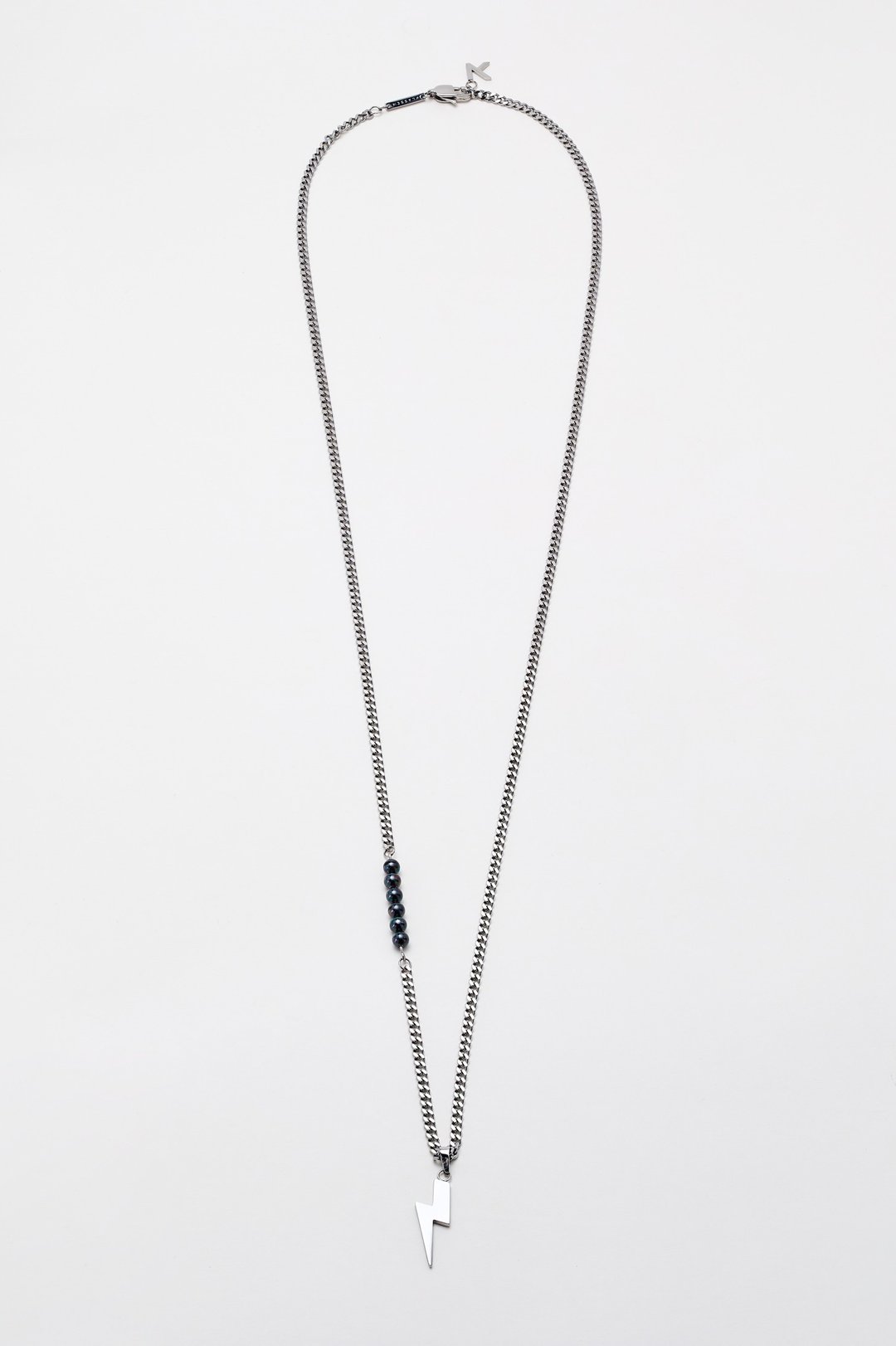 Lightning Necklace Silver & Black Pearl (760mm)  颈链 - 项链 - 不锈钢 