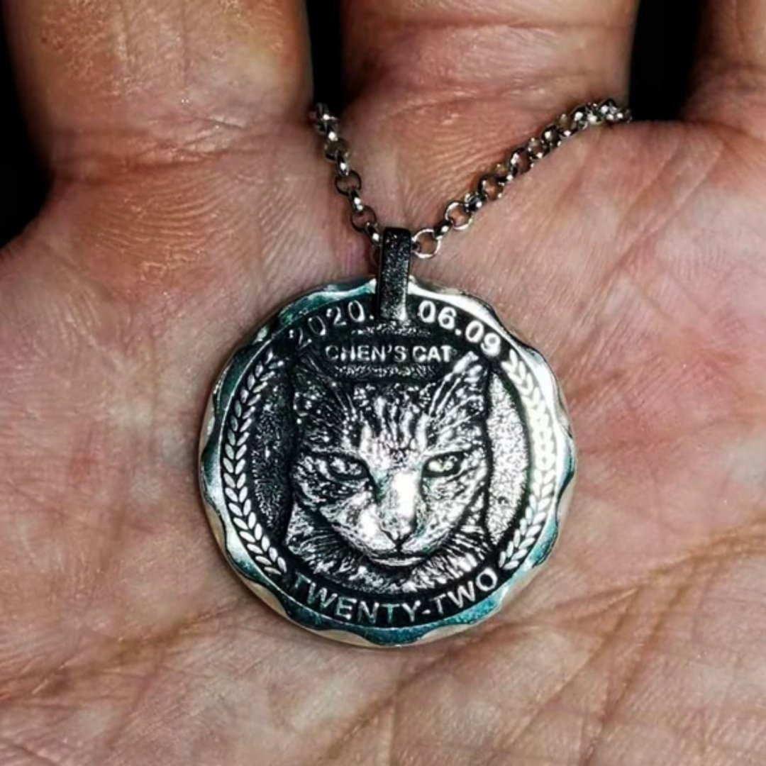 客制化毛小孩 纯银项链 猫狗画像 似颜绘 纪念 宠物大师级雕刻 - 项链 - 纯银 