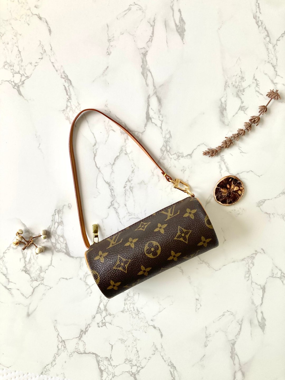 中古二手Louis Vuitton Papillon老花皮革腋下单肩包侧背背孭手袋 - 侧背包/斜挎包 - 真皮 咖啡色