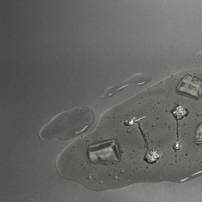 【融冰】垂坠耳饰 | 捷克珠 / 淡水珍珠 | 可拆卸双戴式 - 耳环/耳夹 - 玻璃 透明