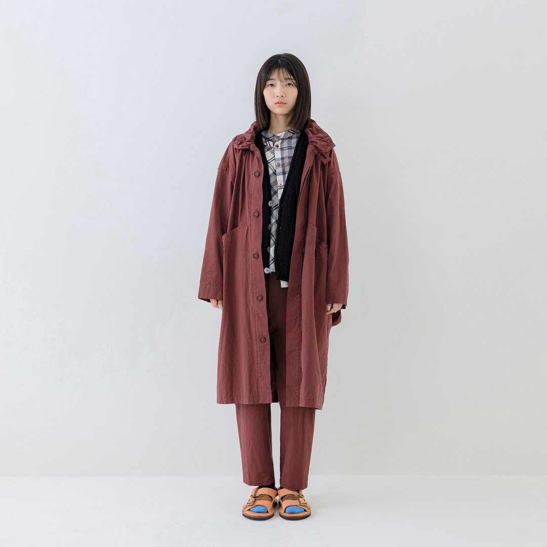霜雾多口袋翻领长外套 - 女装休闲/机能外套 - 棉 紫色
