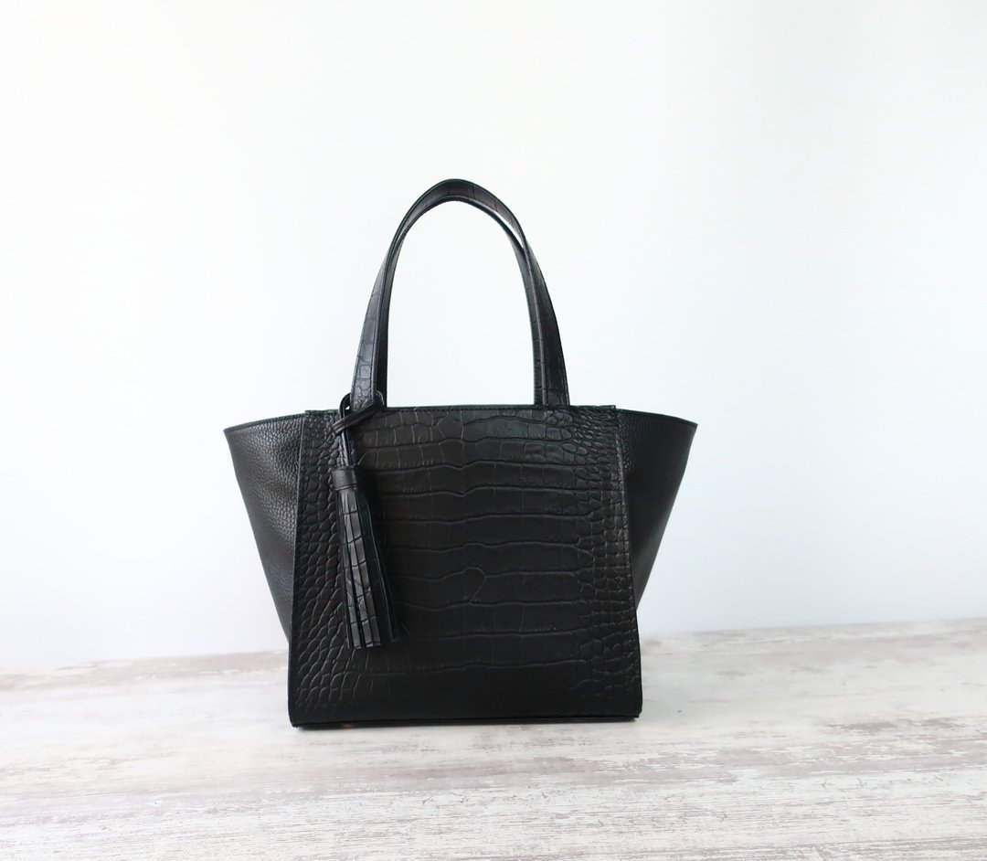 Lucia Tote・Black/Made-to-Order - 手提包/手提袋 - 真皮 黑色