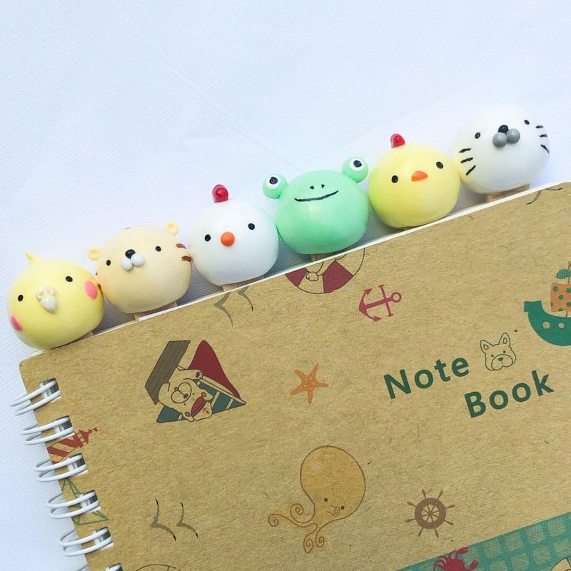 圆滚滚动物黏土书签 - 书签 - 粘土 黄色