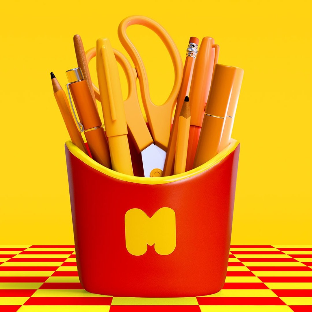 英国 Mustard 趣味笔筒 - 薯条盒 - 笔筒/笔座 - 陶 红色