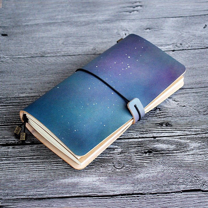 生日礼 公司团体定制 毕业礼物   如玮星空系列 标准版手染手帐本 真皮笔记本日记本 TN旅行笔记本 记事本 22*12cm  情人礼物 生日礼物 - 笔记本/手帐 - 真皮 蓝色