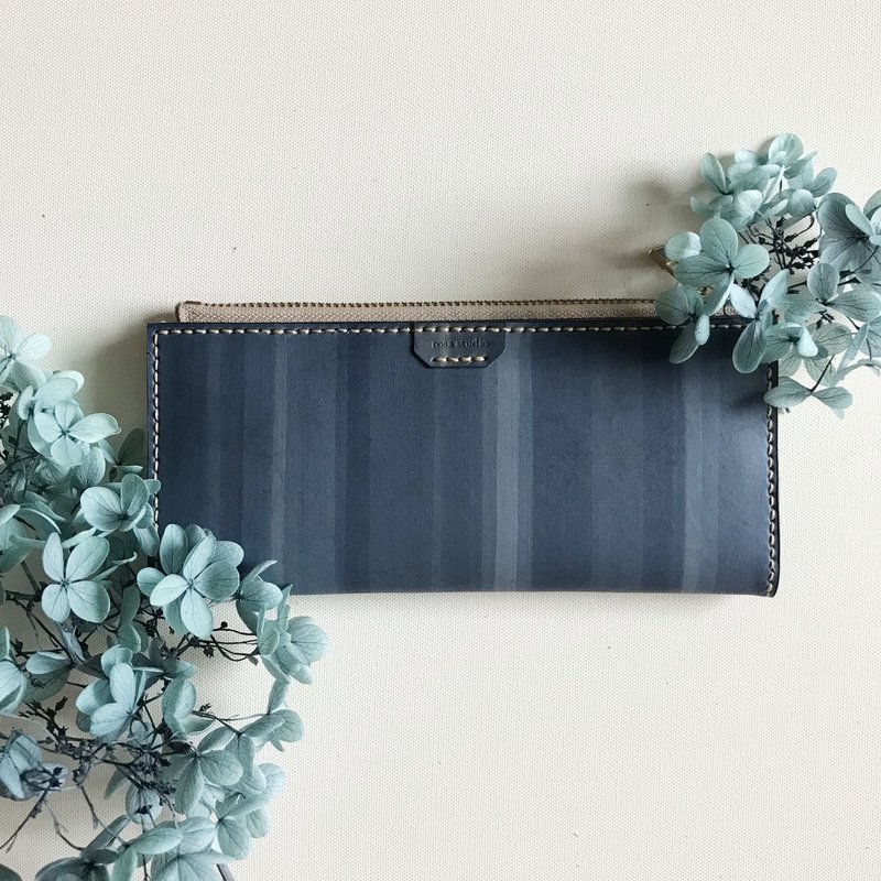 真皮长夹│8卡层│2钞票层│零钱袋│墨蓝│long wallet - 皮夹/钱包 - 真皮 蓝色