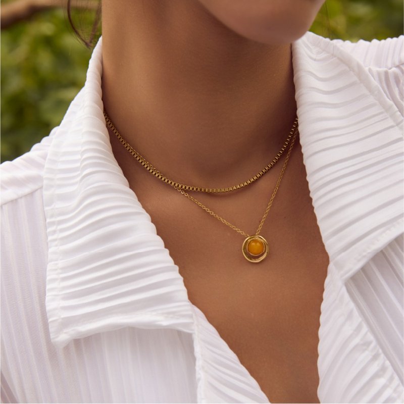 Elements 盒子链 - 项链 - 不锈钢 金色