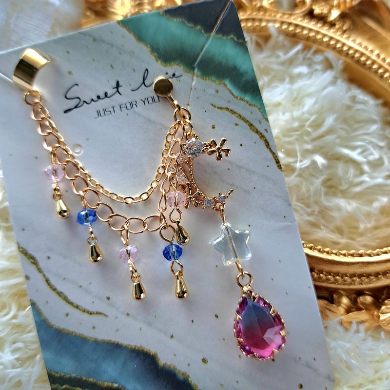 原创耳骨夹耳环-星河欲坠时_薄暮 - 耳环/耳夹 - 其他金属 蓝色