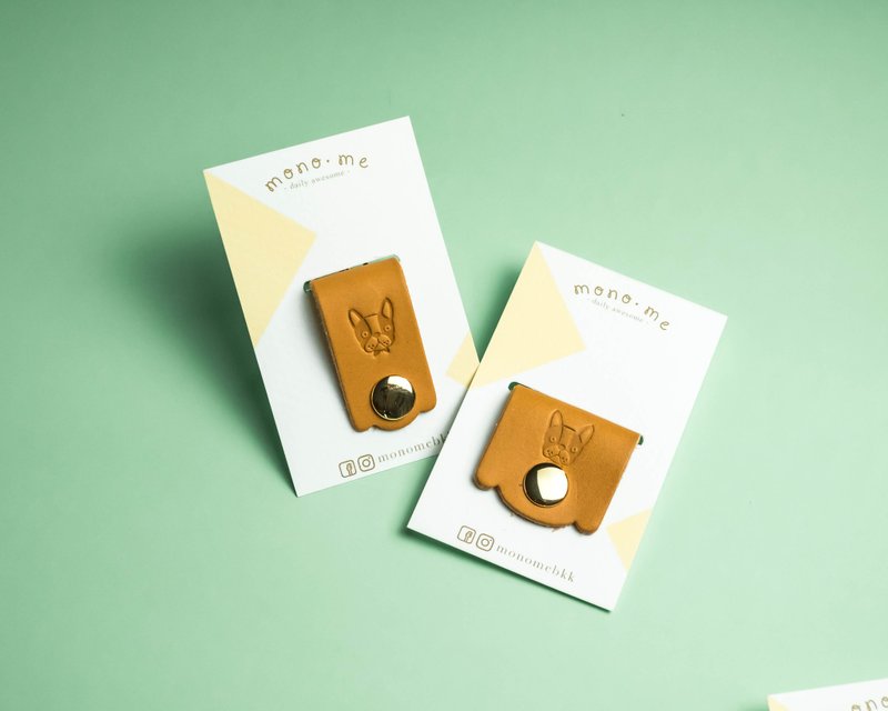 SET for 2 -Cable organizer, leather cord wrap, earphone holder made from leather, free personalized name stamp - 其他 - 真皮 