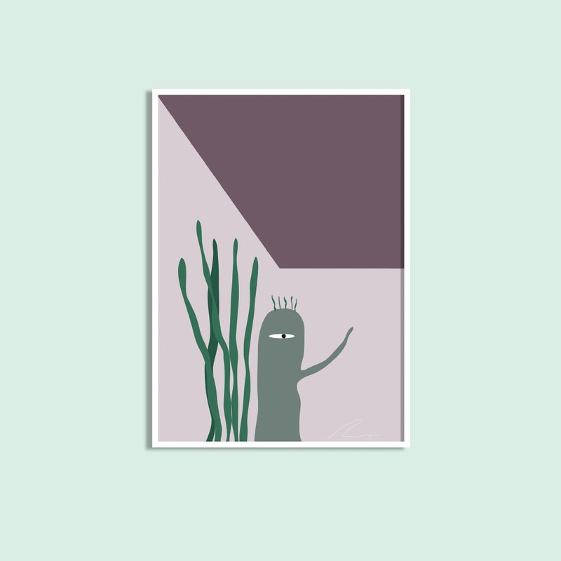 外生物-原創插畫裝飾畫/不含框 - 墙贴/壁贴 - 纸 粉红色