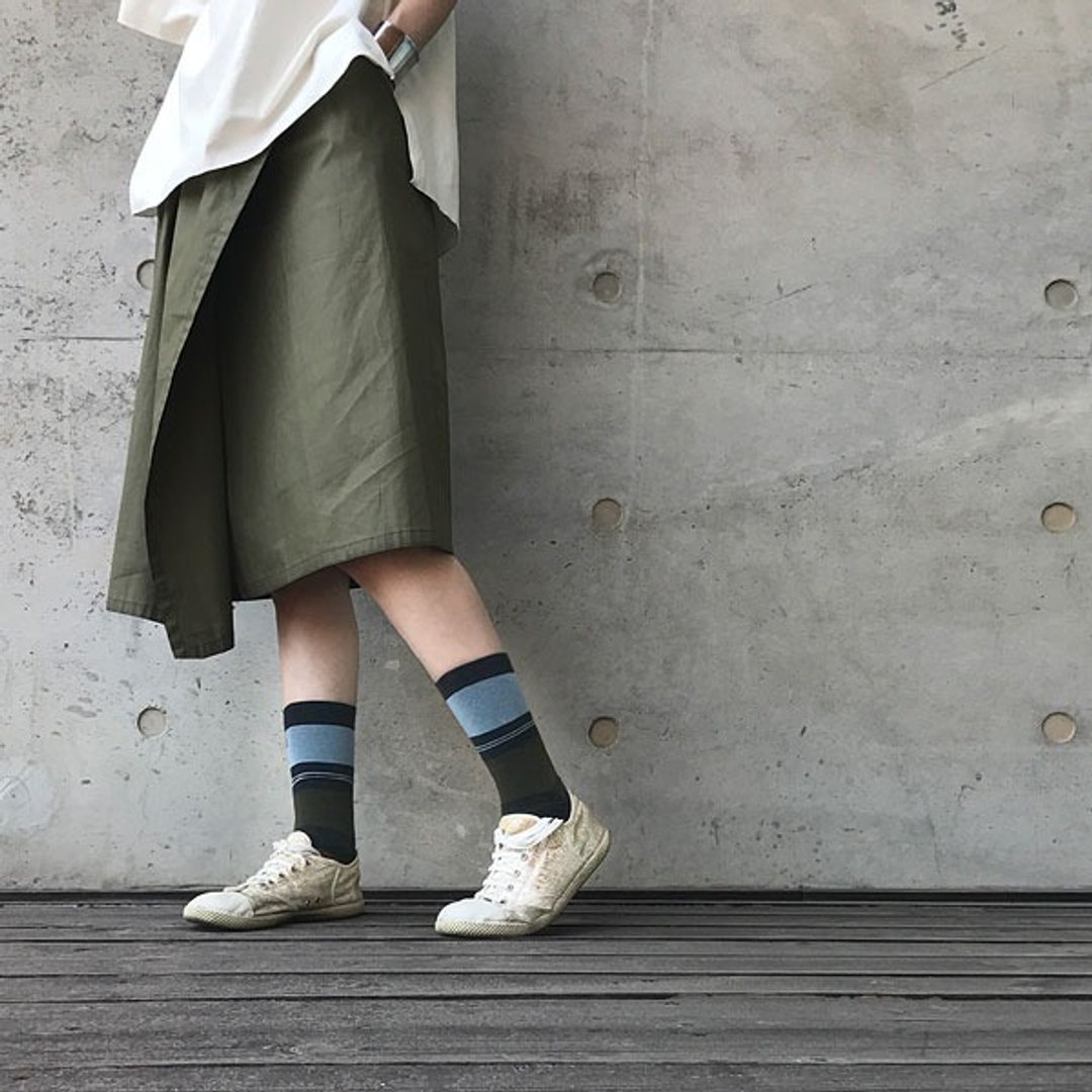 socks_jupiter / irregular / socks / stripes / green / blue - 袜子 - 棉 绿色