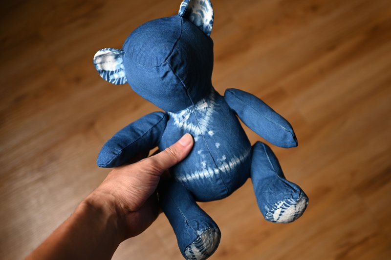 【记忆有限】蓝染小熊玩偶 - 玩偶/公仔 - 棉．麻 蓝色