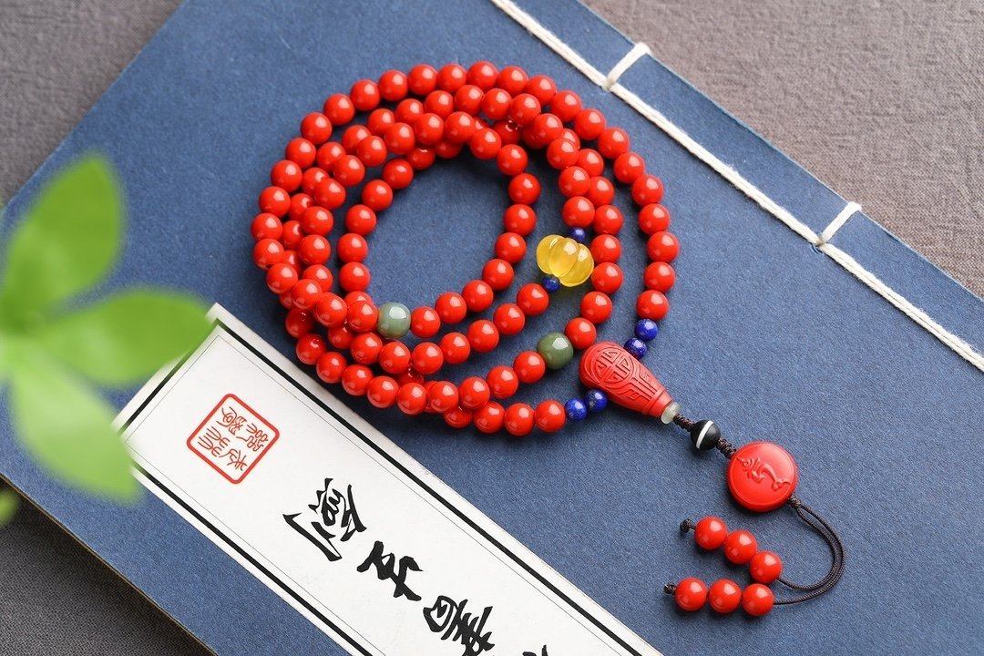 天然原矿朱砂精品红砂108颗佛珠手链项链朱砂含量高达95% - 手链/手环 - 宝石 