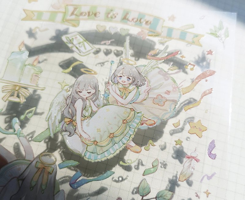 Rainbow 天使物語 塩顏繪畫 PET 和紙貼紙 - 纸胶带 - 其他材质 多色