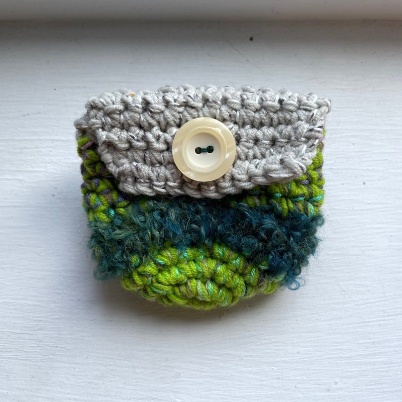 小扣袋-草露白10 - 化妆包/杂物包 - 棉．麻 绿色