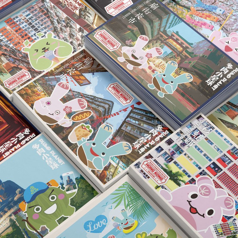 【旅行插画名信片组合包一共6款 】 Travel Around the World - 卡片/明信片 - 纸 多色