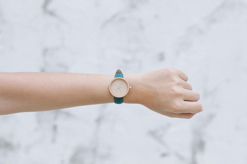 完木森林 | 原木手工手表 Lake皮带表 原木表 - 女表 - 木头 绿色