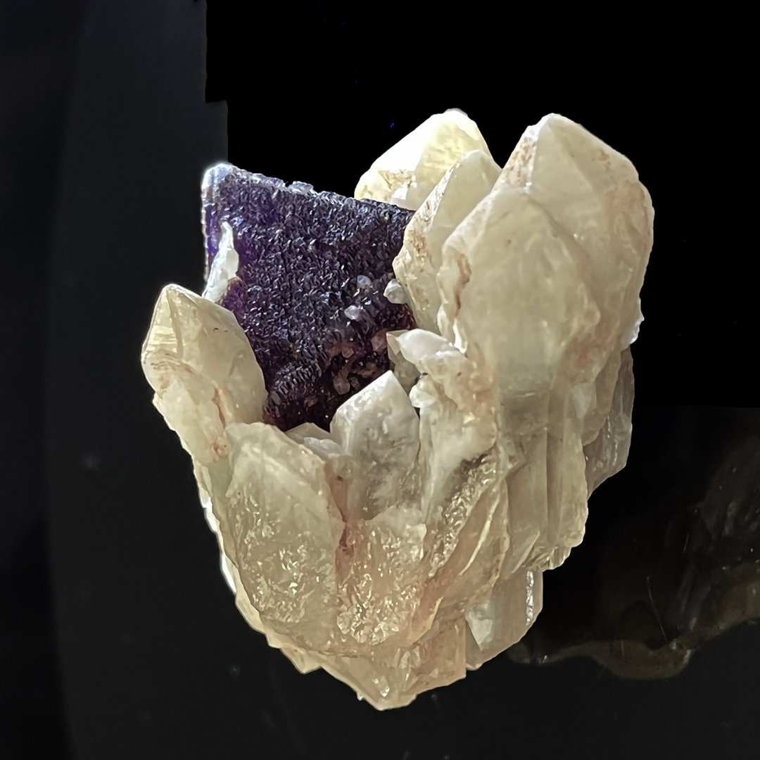 稀有特殊水晶八面体紫萤石绿萤石共生 矿物标本 55*41*38MM - 摆饰 - 水晶 多色