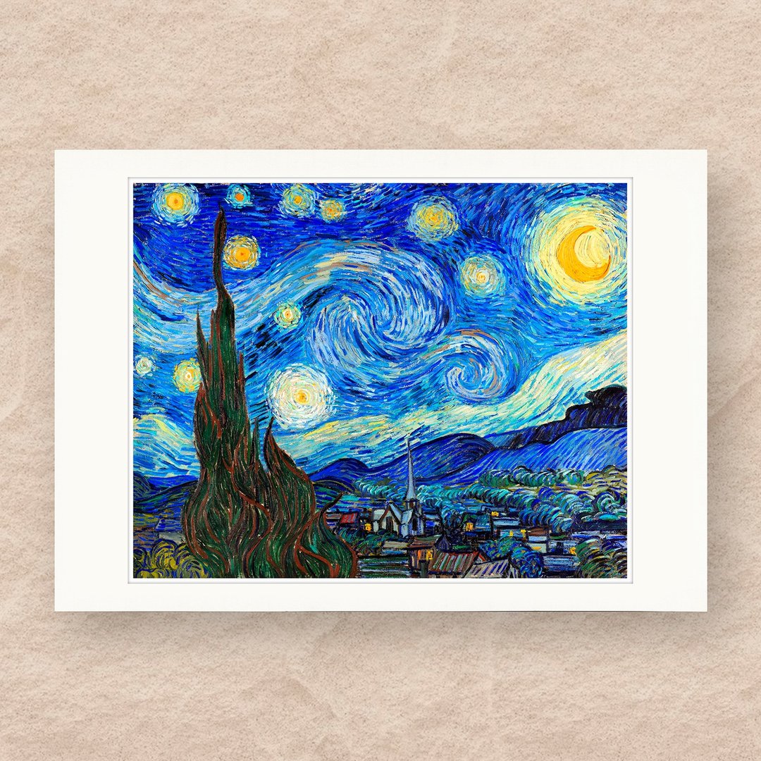 【B4 艺术画卡・B4 Poster】梵谷・星夜 - 海报/装饰画/版画 - 纸 蓝色