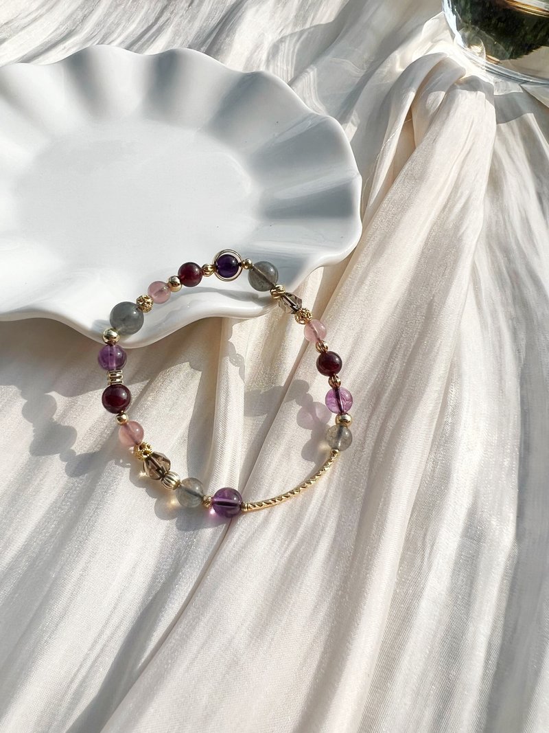 紫牙乌 茶晶 粉晶 拉长石 紫晶 水晶手链 定制 水晶 - 手链/手环 - 水晶 
