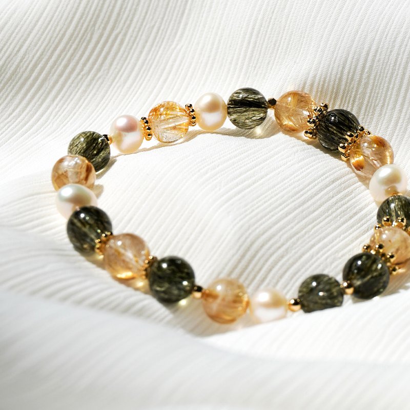 绿碧发 金钛晶 旺事业 旺财运 君子兰 水晶 手链 - 手链/手环 - 水晶 金色